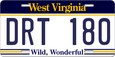 WV license plate DRT180