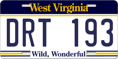 WV license plate DRT193