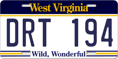 WV license plate DRT194
