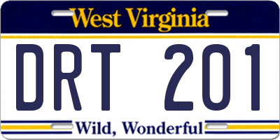 WV license plate DRT201