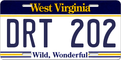 WV license plate DRT202