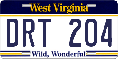 WV license plate DRT204