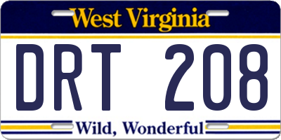 WV license plate DRT208