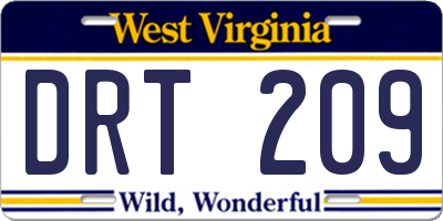 WV license plate DRT209