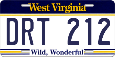 WV license plate DRT212