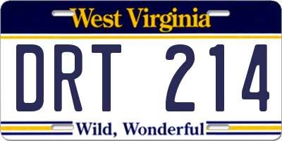 WV license plate DRT214