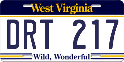 WV license plate DRT217