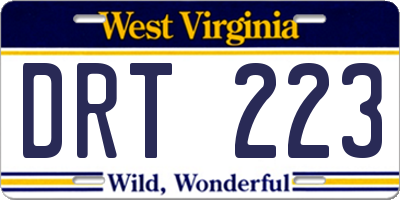 WV license plate DRT223