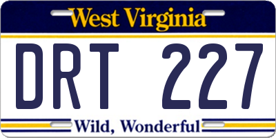 WV license plate DRT227