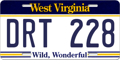 WV license plate DRT228