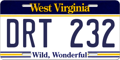WV license plate DRT232