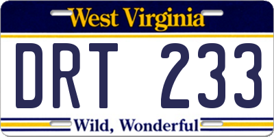 WV license plate DRT233