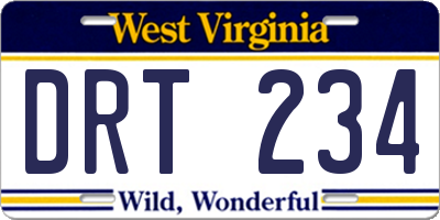 WV license plate DRT234