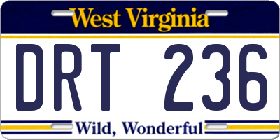 WV license plate DRT236