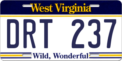 WV license plate DRT237