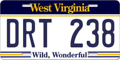 WV license plate DRT238