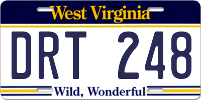 WV license plate DRT248