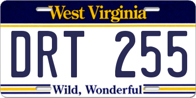 WV license plate DRT255