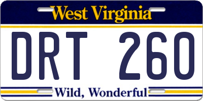 WV license plate DRT260
