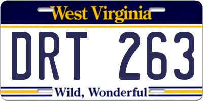 WV license plate DRT263