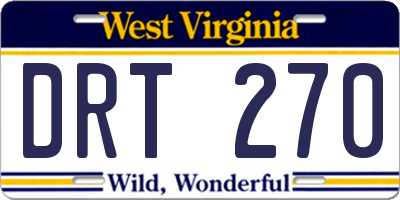 WV license plate DRT270