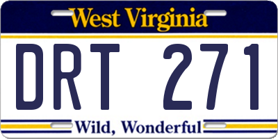 WV license plate DRT271
