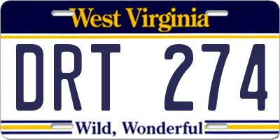 WV license plate DRT274
