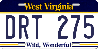 WV license plate DRT275