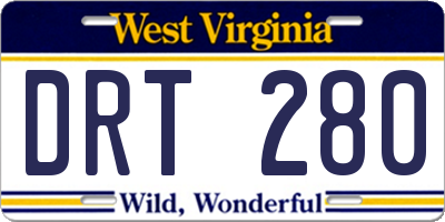 WV license plate DRT280