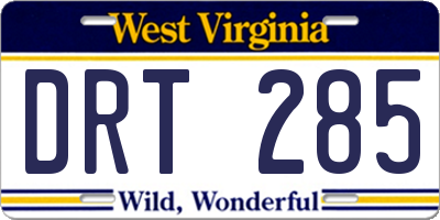 WV license plate DRT285