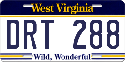 WV license plate DRT288