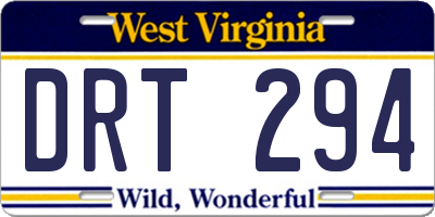 WV license plate DRT294