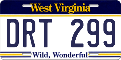 WV license plate DRT299