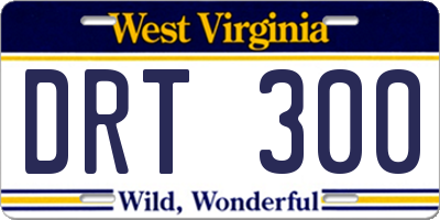 WV license plate DRT300