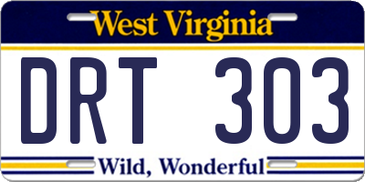 WV license plate DRT303