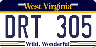 WV license plate DRT305