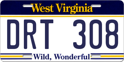 WV license plate DRT308