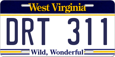 WV license plate DRT311