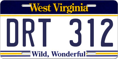 WV license plate DRT312