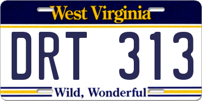 WV license plate DRT313