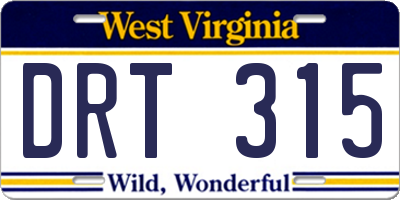 WV license plate DRT315