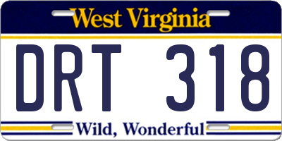 WV license plate DRT318