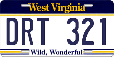 WV license plate DRT321