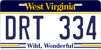 WV license plate DRT334