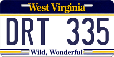 WV license plate DRT335