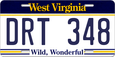 WV license plate DRT348