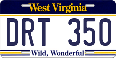 WV license plate DRT350