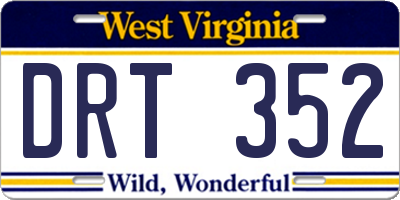 WV license plate DRT352