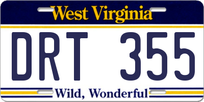 WV license plate DRT355