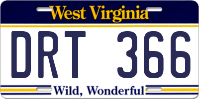 WV license plate DRT366